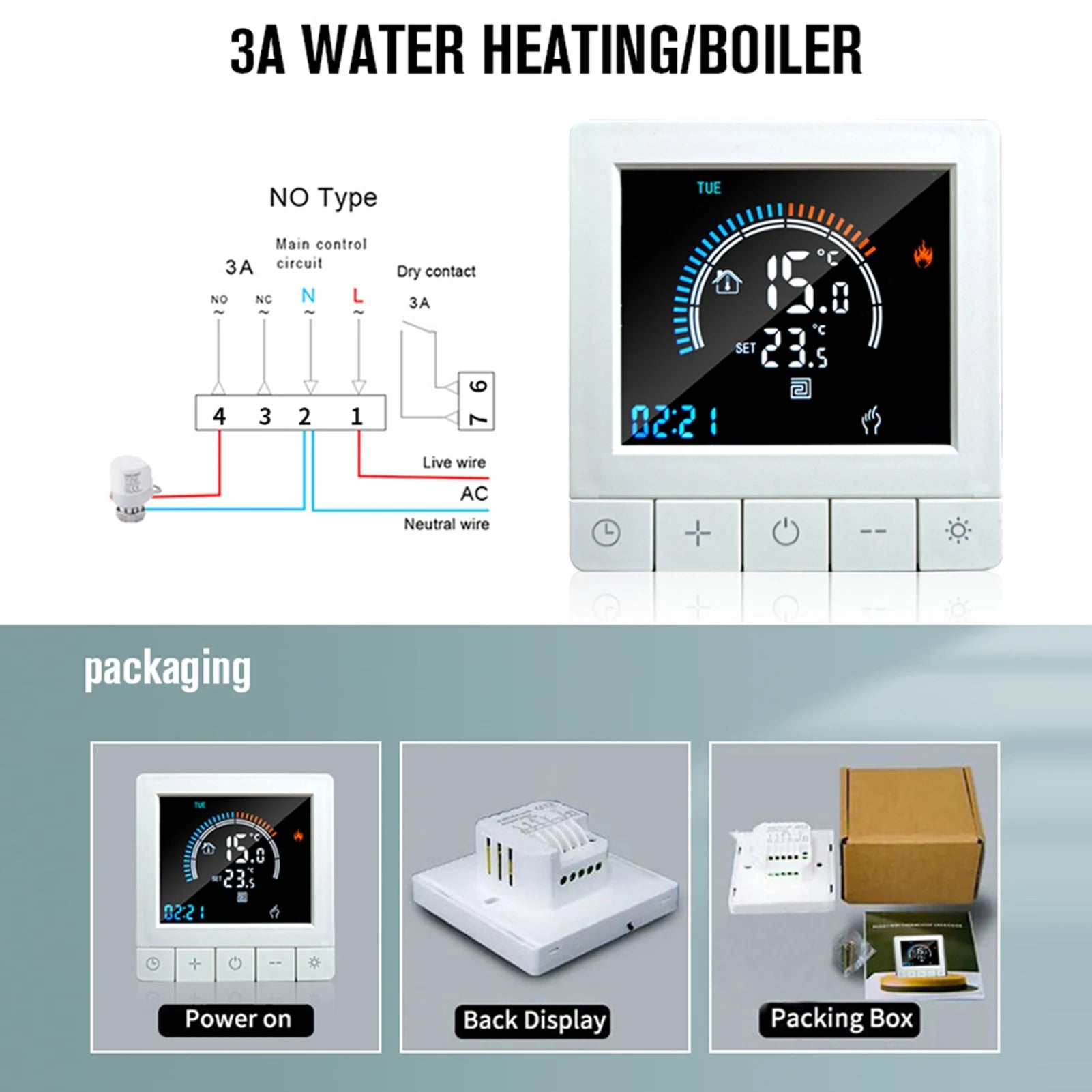 Intelligent Thermostat Wall Thermostat Programmable Digital Thermostat Floor Underfloor Temperature Controller LCD Color Screen