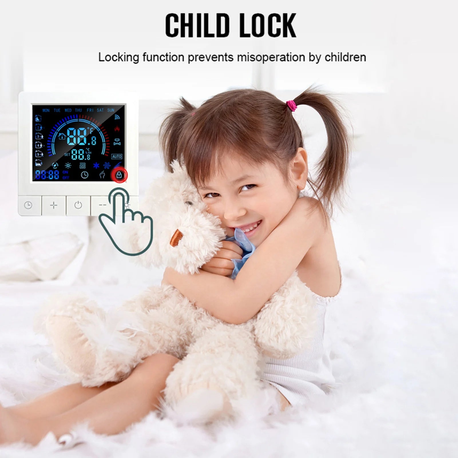 Intelligent Thermostat Wall Thermostat Programmable Digital Thermostat Floor Underfloor Temperature Controller LCD Color Screen