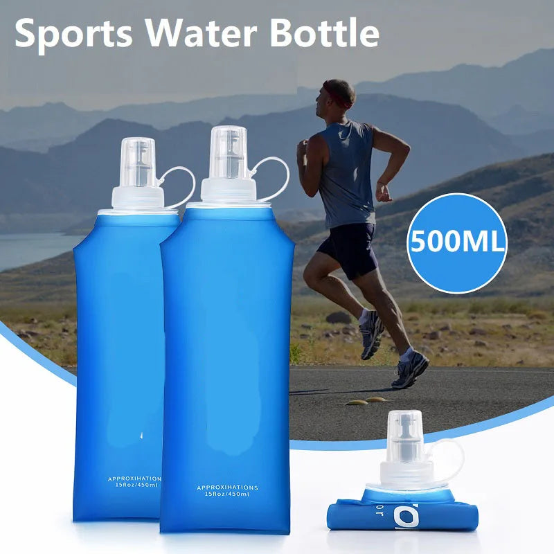 Running Bottle 500ml Soft Flask Silicone Water Bottle Gourde Running Soft Water Bottle YDSH02