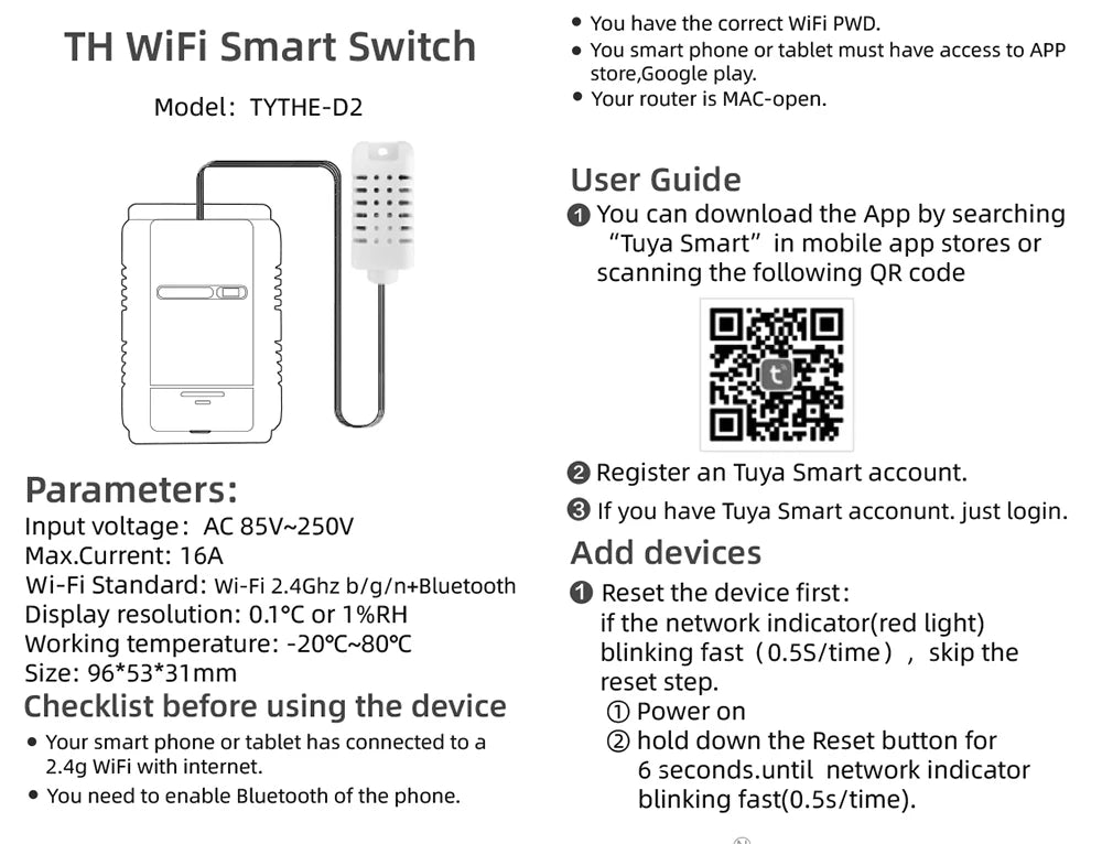 Tuya Wifi Smart Temperature Humidity Switch Electricity Control Power Consumption Monitoring Temperature and Humidity Thermostat