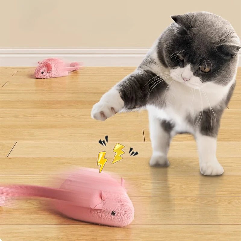 Interactive Plush Mouse Cat Toys Simulation Mice Kitten Self-Playing Plush Toys Indoor Pet Cats Chew Toy