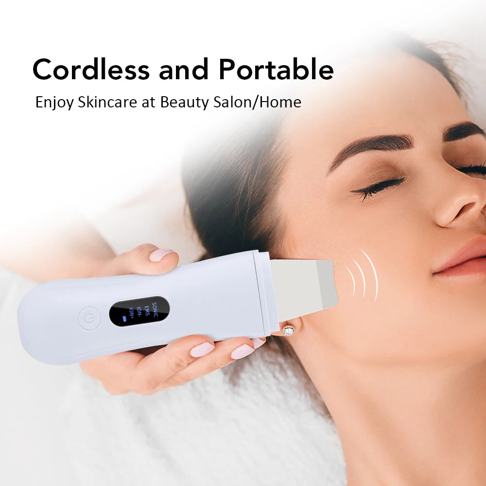 Ultrasonic Skin Scrubber Peeling Blackhead Remover Deep Face Cleaning Ultrasonic Ion Acne Pore Cleaner Facial Shovel  Scrubber