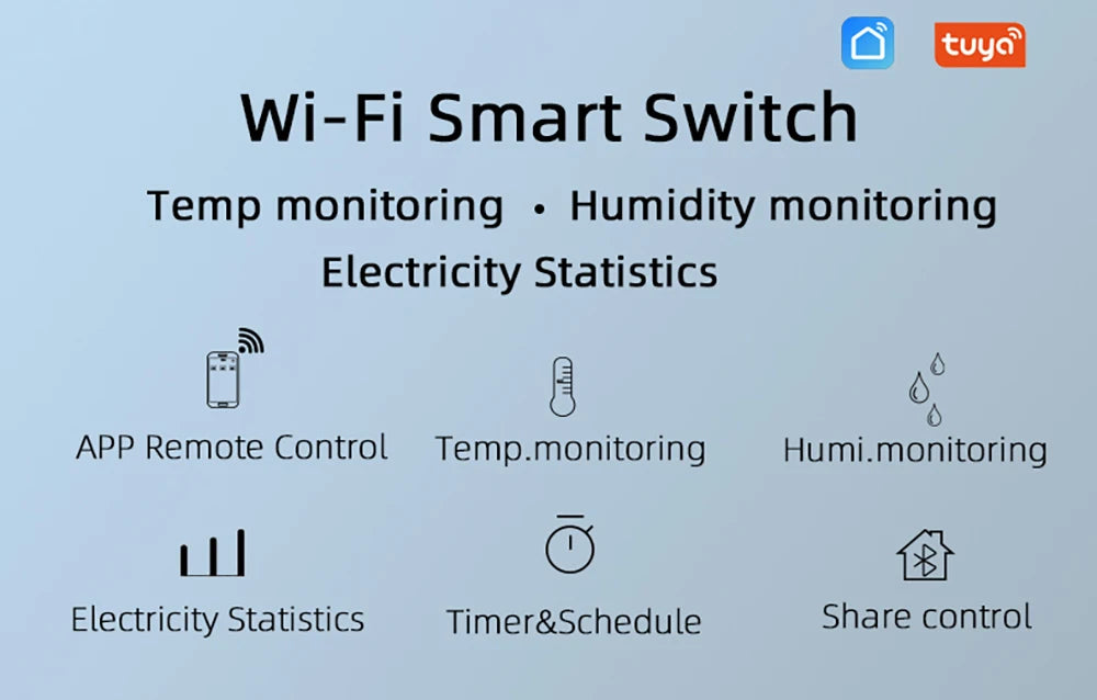 Tuya Wifi Smart Temperature Humidity Switch Electricity Control Power Consumption Monitoring Temperature and Humidity Thermostat