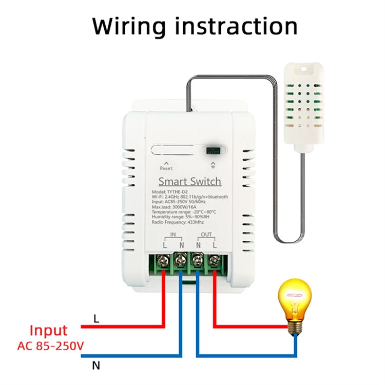 Tuya Wifi Smart Temperature Humidity Switch Electricity Control Power Consumption Monitoring Temperature and Humidity Thermostat