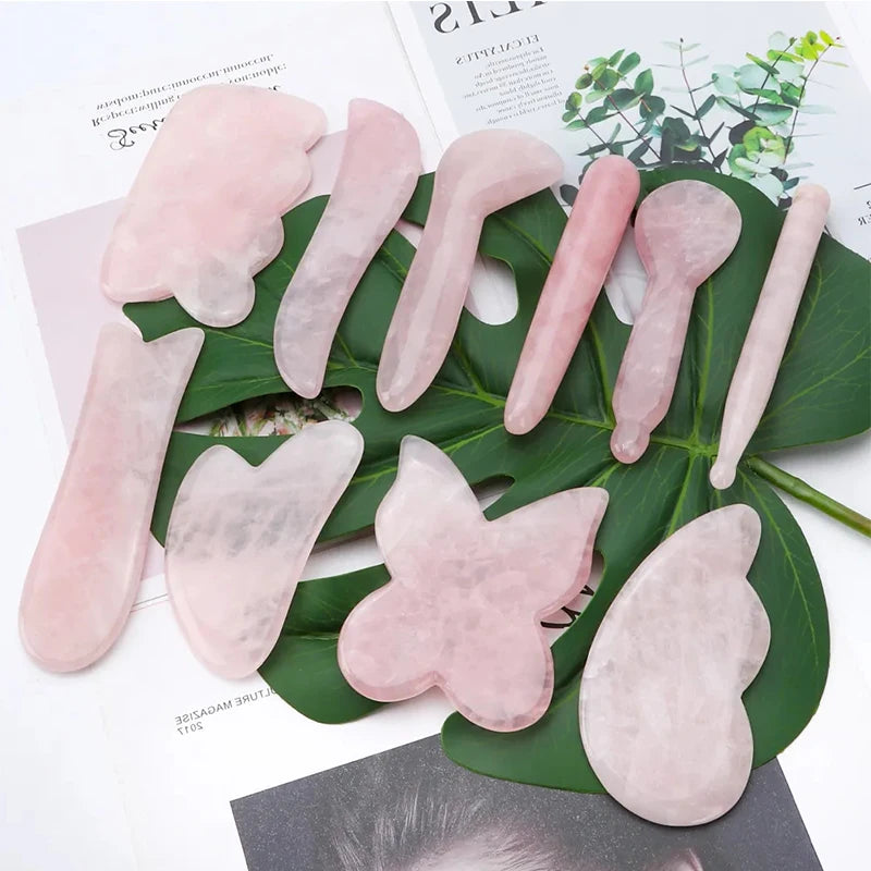 Rose Quartz Gua Sha Board Natural Jade Gouache Scraper Massager Facial Lifting SPA Acupuncture Skin Care Anti-Aging Beauty Tool