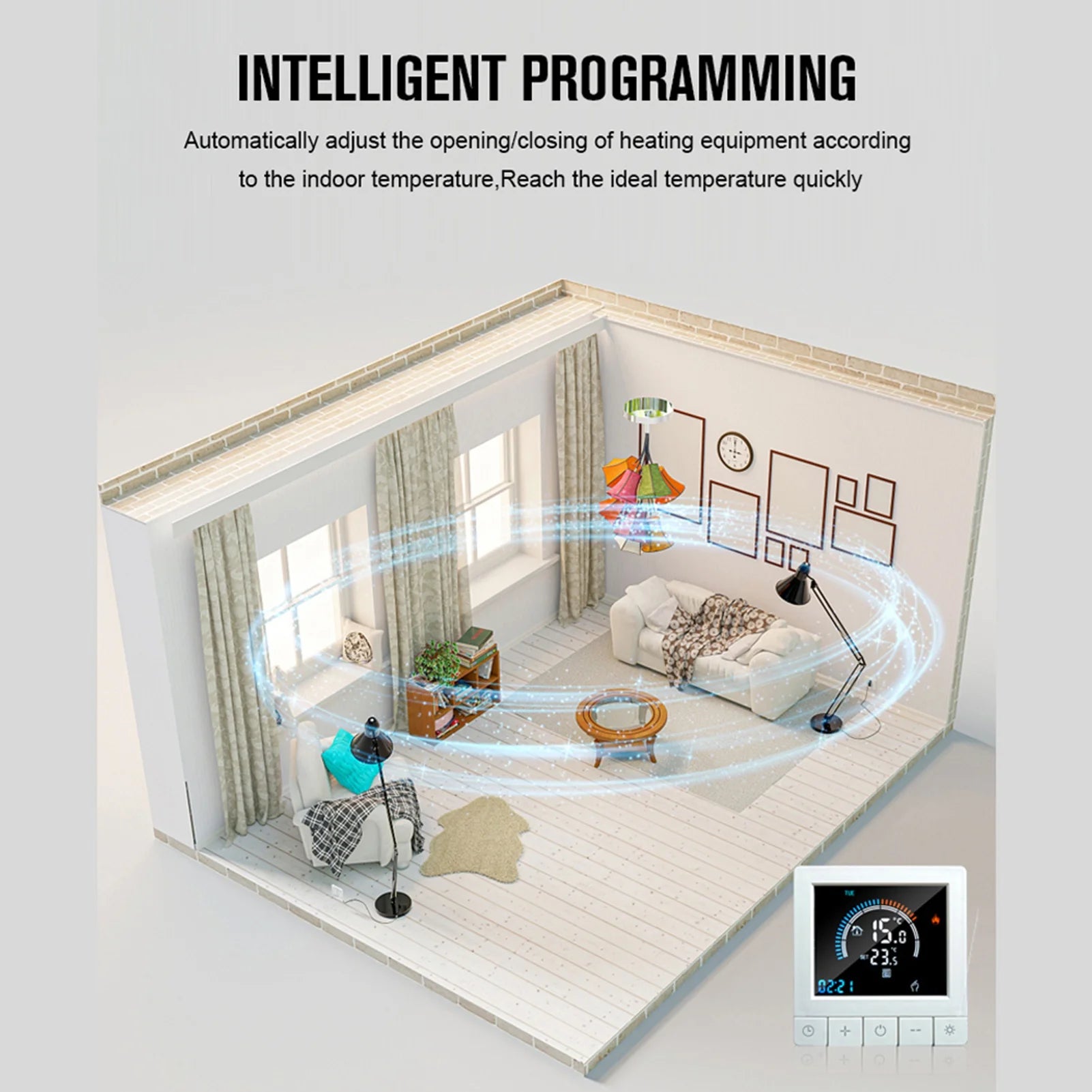 Intelligent Thermostat Wall Thermostat Programmable Digital Thermostat Floor Underfloor Temperature Controller LCD Color Screen