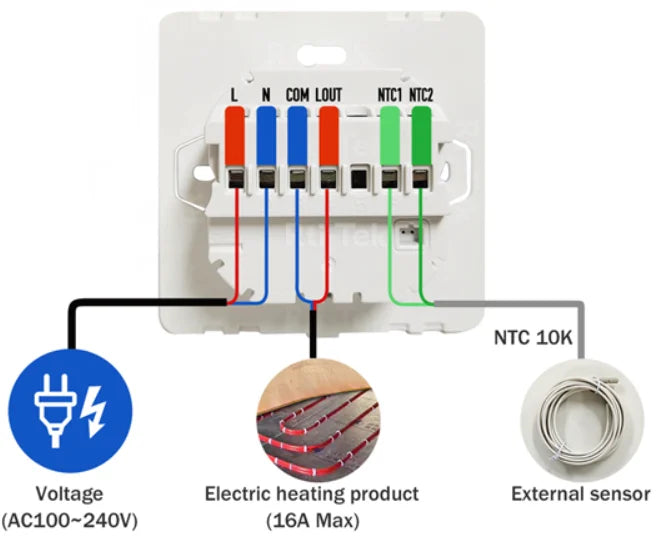 Intelligent Floor Heating Thermostat 100V-240V 3A 16A with WiFi Connectivity for Remote Temperature Control and Smart Scheduling